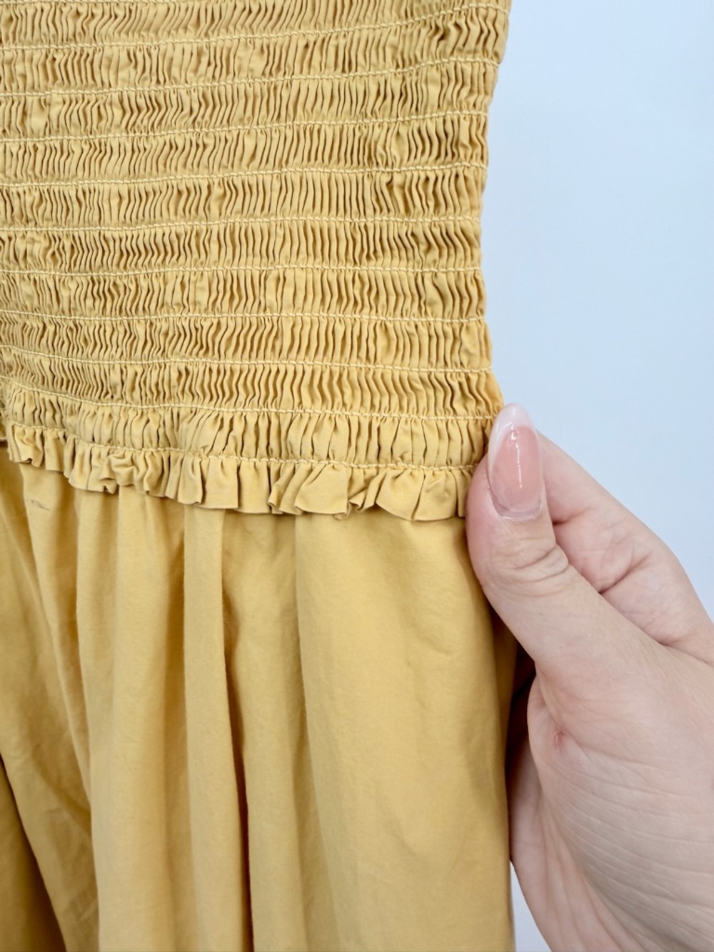 A.L.C. Austyn Smocked Maxi Dress Maize Yellow Cotton Size 4 - Picture 7 of 11